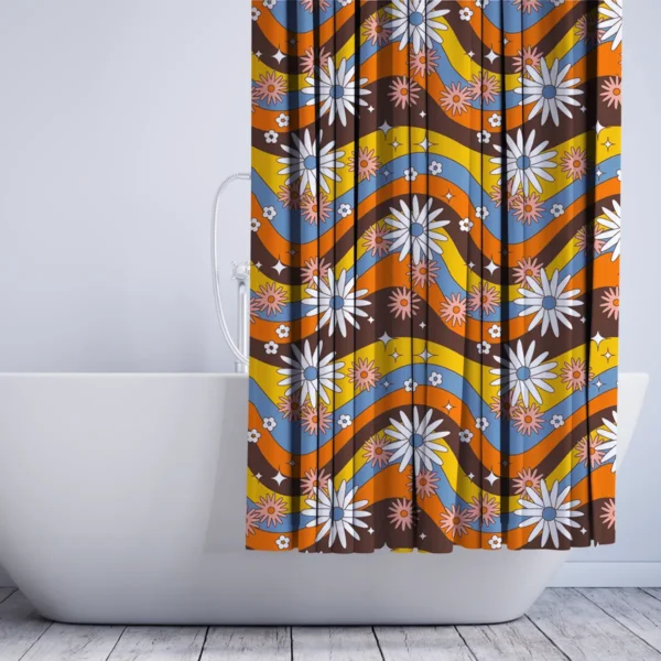 Retro Bloom Floral Shower Curtain