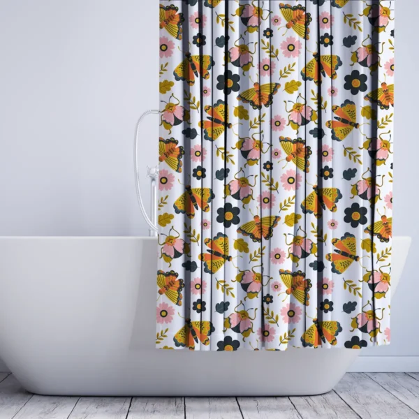 Butterfly & Flower Garden Shower Curtain