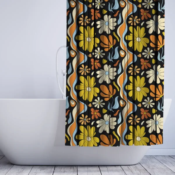 Groovy Bloom Floral Shower Curtain