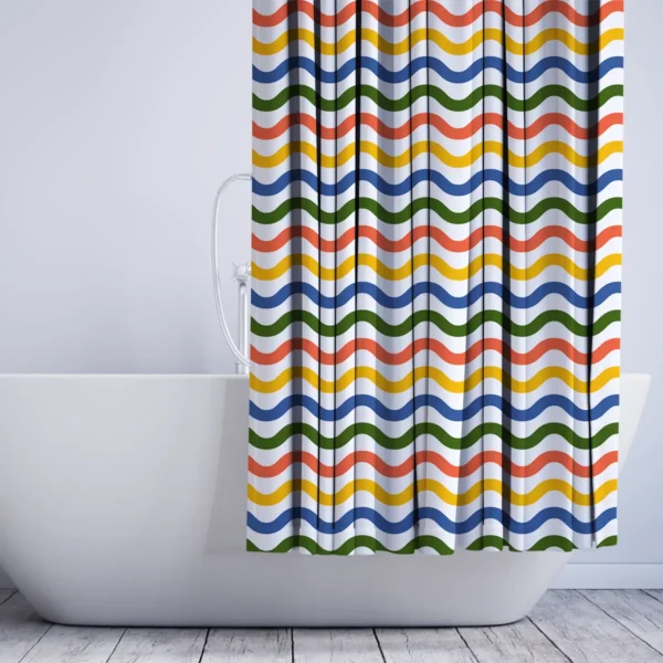 Rainbow Wave Stripes Shower Curtain