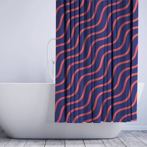 Coral Waveflow Shower Curtain
