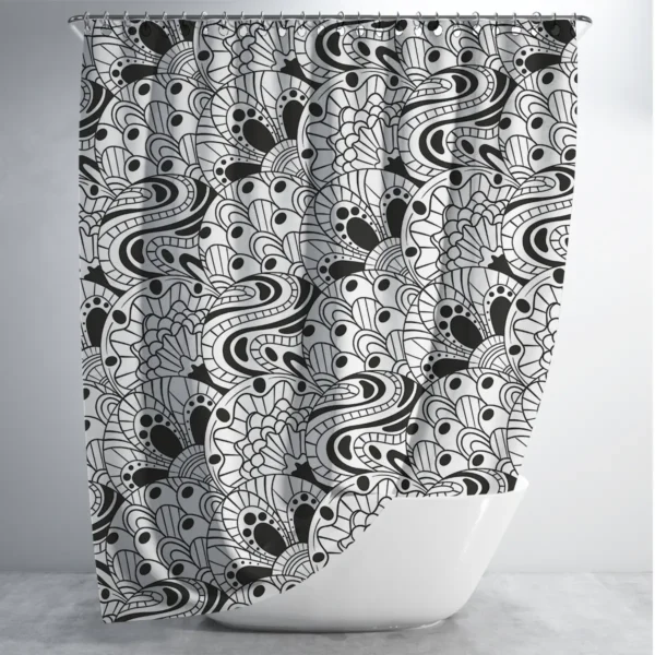 Black & White Abstract Shell Shower Curtain