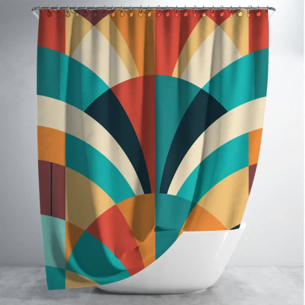 Retro Fanburst Abstract Shower Curtain