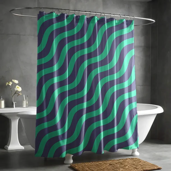 Teal Ripple Wave Shower Curtain