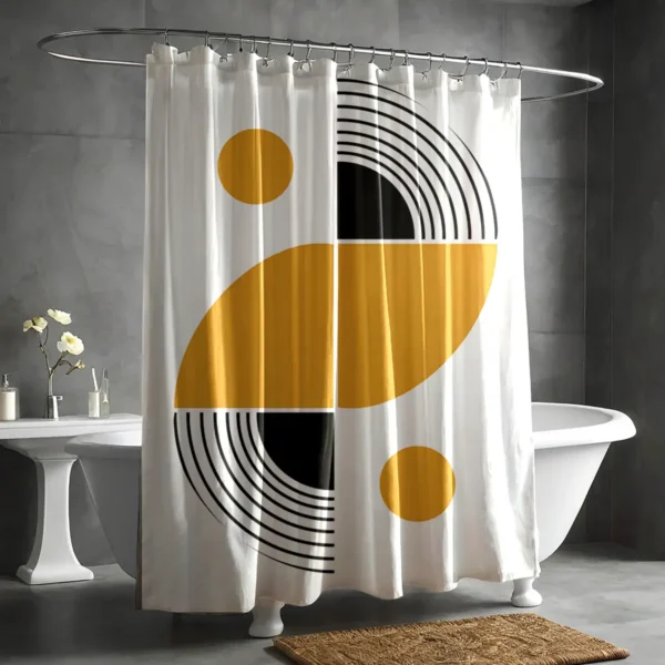 Golden Symmetry Boho Shower Curtain