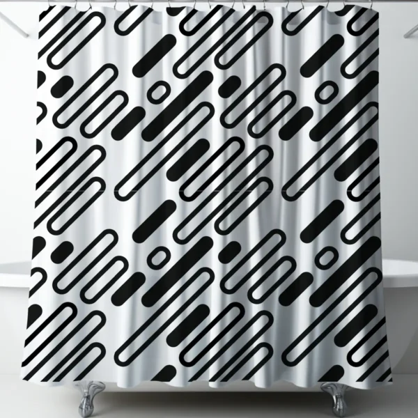 Linear Motion Black & White Shower Curtain