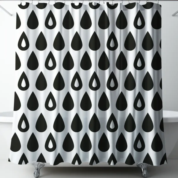 Raindrop Rhythm Black & White Shower Curtain