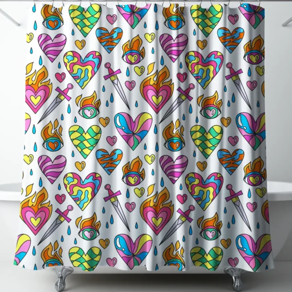Kitschy Heartbreaker Shower Curtain
