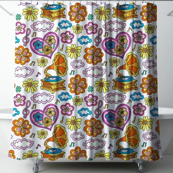 Kitschy Vinyl Bloom Shower Curtain