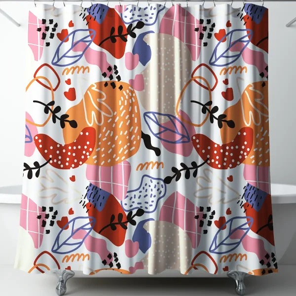 Playful Abstract Shapes Shower Curtain