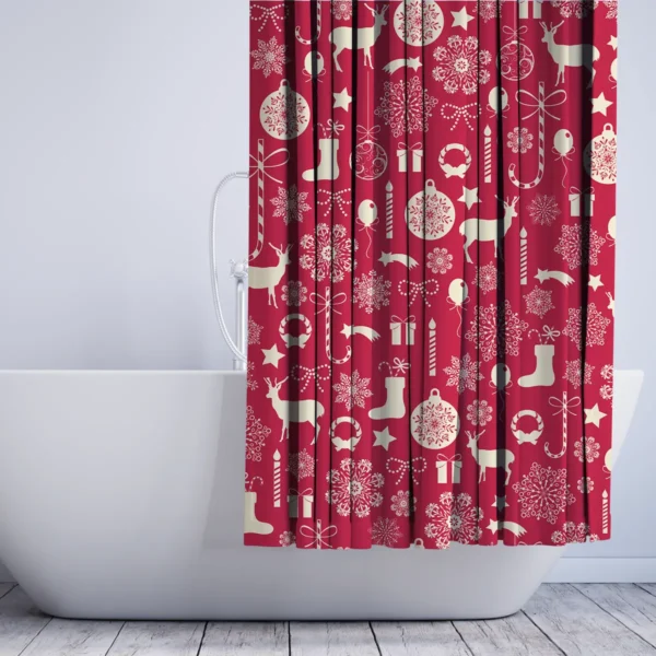 Classic Red Christmas Pattern Shower Curtain