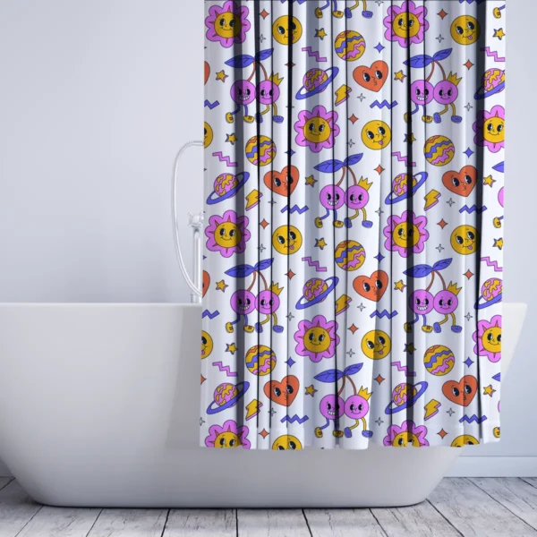 Kitschy Cosmic Cherry Love Shower Curtain