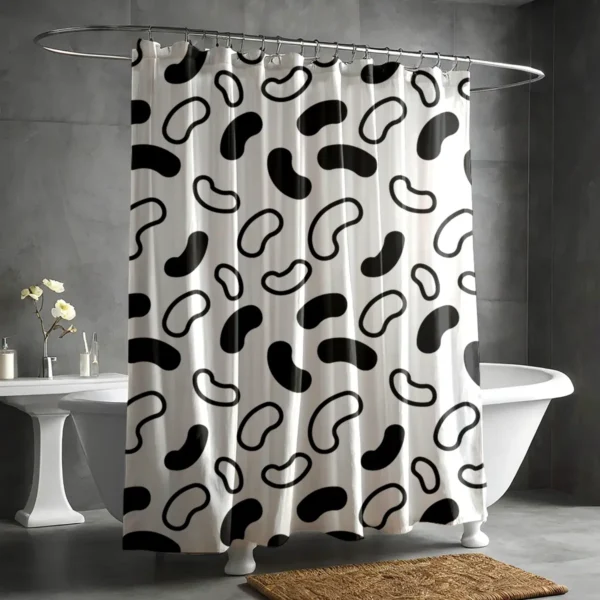 Abstract Beans Black & White Shower Curtain