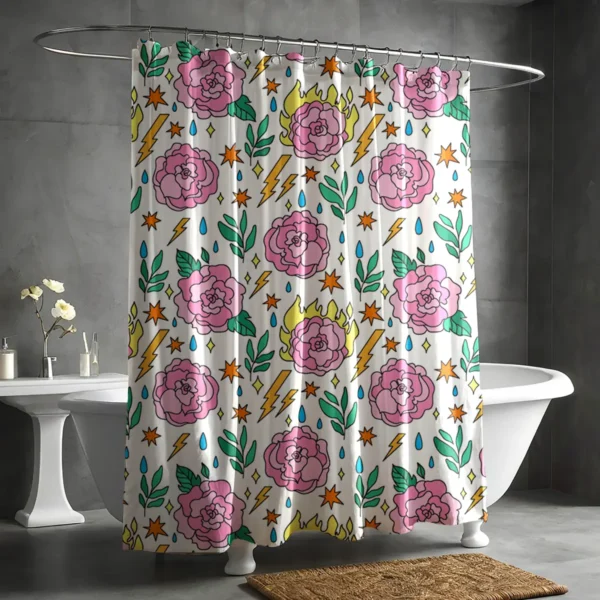 Electric Bloom Kitschy Shower Curtain