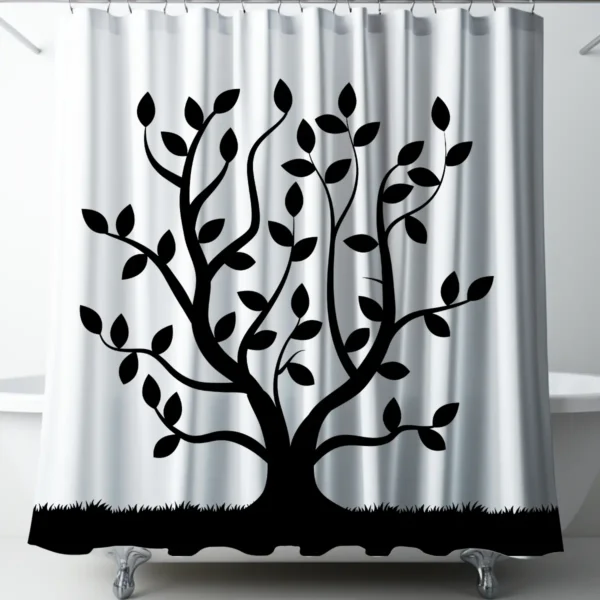Minimalist Tree Silhouette Shower Curtain