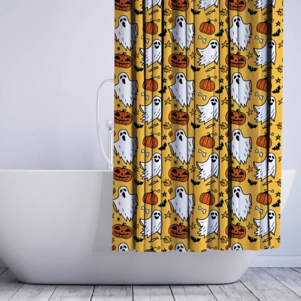 Pumpkin Ghost Parade Halloween Shower Curtain