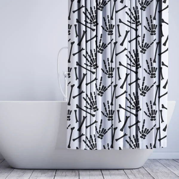 Skeleton Hand & Bones Halloween Shower Curtain