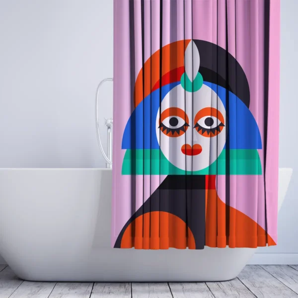 Bold Geometric Portrait Shower Curtain