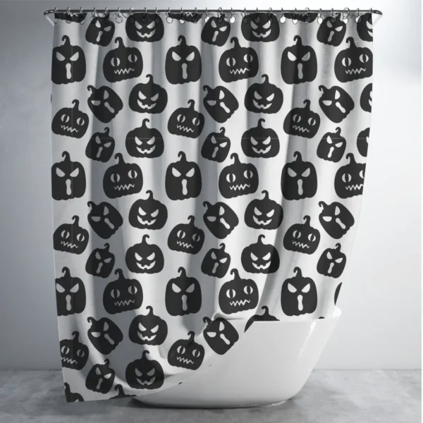 Creepy Pumpkin Faces Halloween Shower Curtain