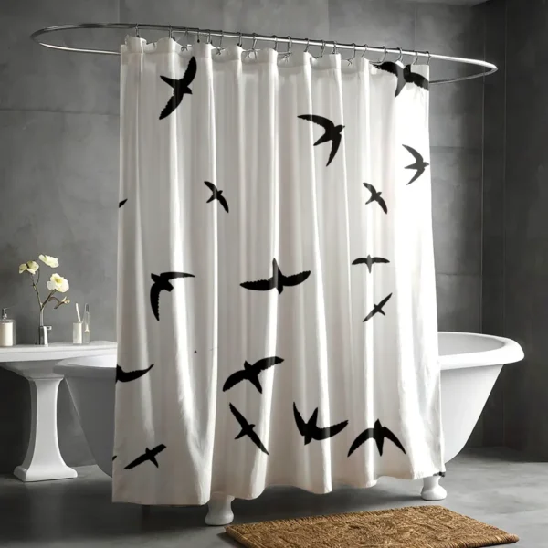 Flying Birds White Shower Curtain