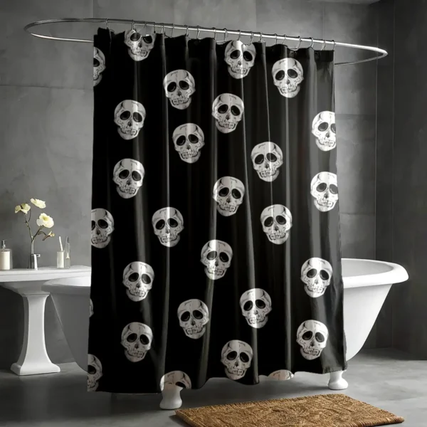 Creepy Skull Pattern Halloween Shower Curtain