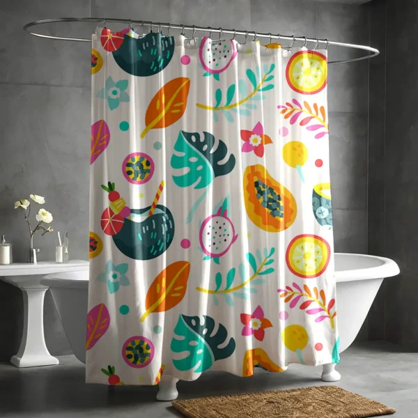 Tropical Fruit & Cocktails Shower Curtain