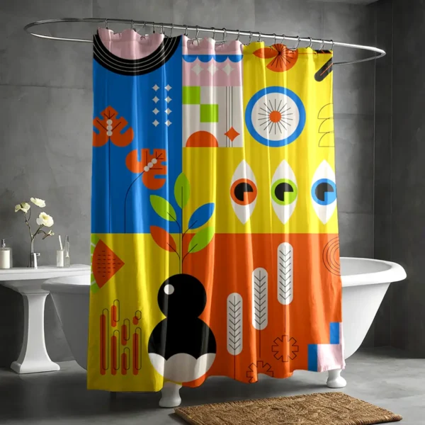 Colour Pop Abstract Shapes Shower Curtain