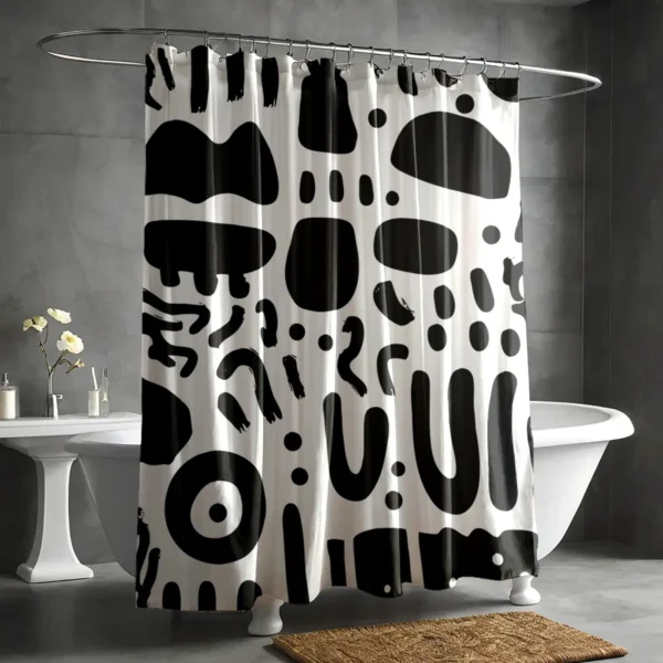 Bold Abstract Brushstroke Pattern Shower Curtain