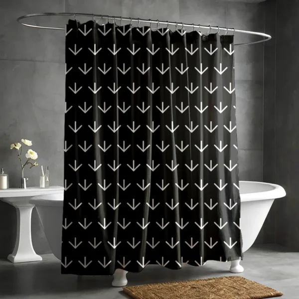 Minimalist White Arrows Black Shower Curtain