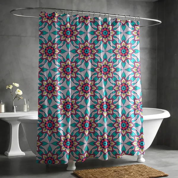 Radiant Bloom Mandala Shower Curtain