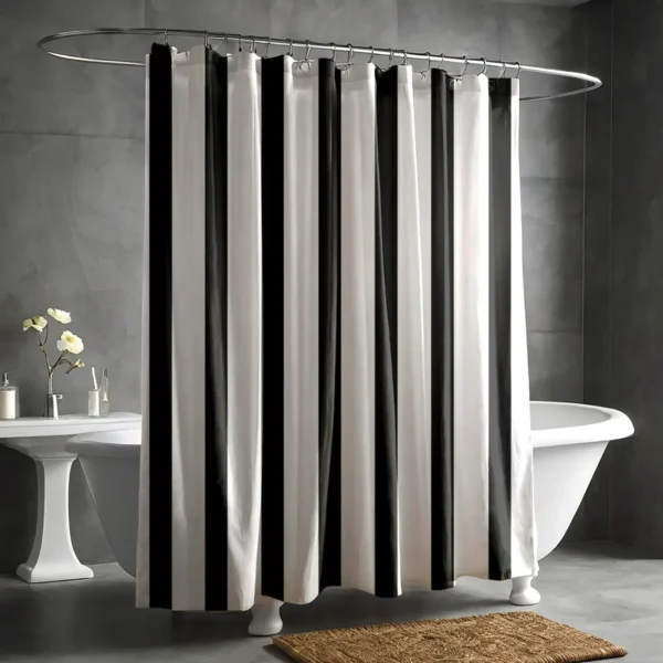 Bold Black & White Vertical Stripe Shower Curtain