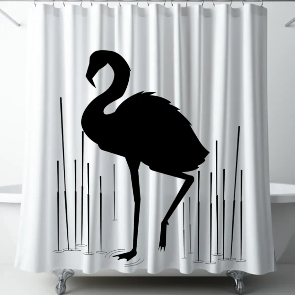 Minimalist Flamingo Silhouette Shower Curtain