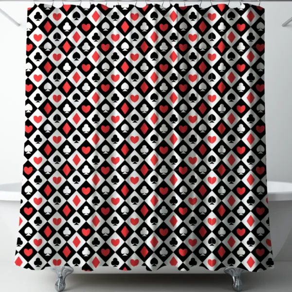 Diamond Grid Card Suits Pattern Shower Curtain