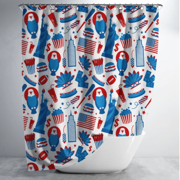 American Icons Shower Curtain – Stars, Stripes & Symbols