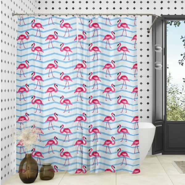 Pink Flamingo Parade Shower Curtain