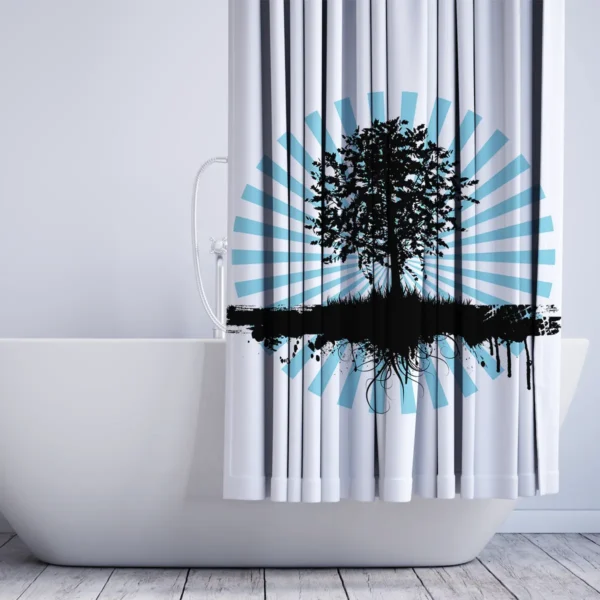Sunburst Tree Minimalist Shower Curtain