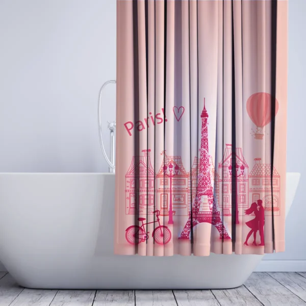 Romantic Paris Eiffel Tower Shower Curtain