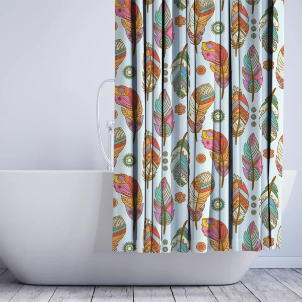 Boho Tribal Feather Shower Curtain