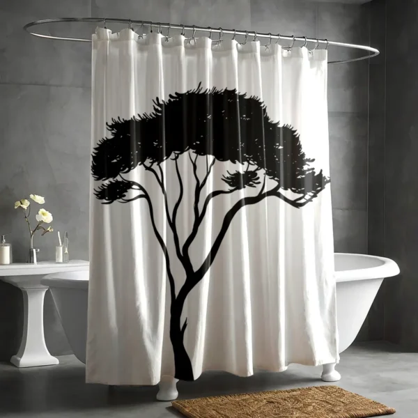 Windswept Tree Minimalist Shower Curtain