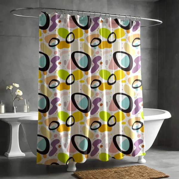 Color Splash Abstract Shapes Shower Curtain
