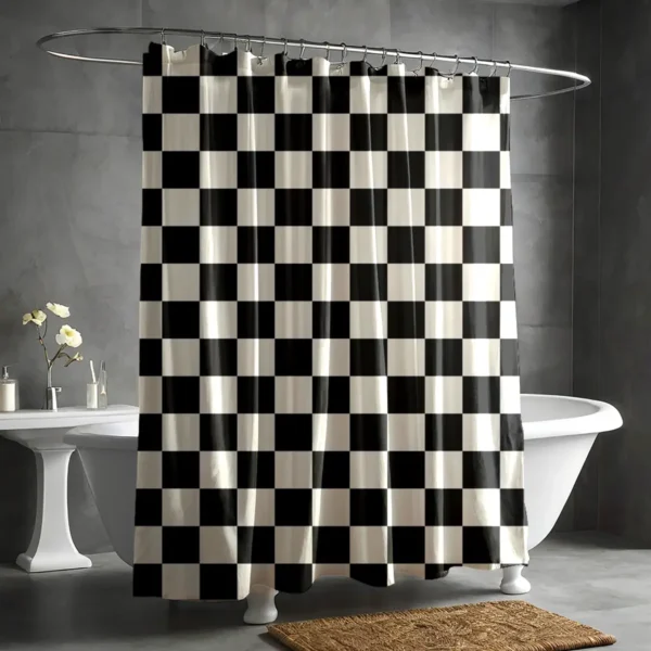 Classic Checkerboard Pattern Shower Curtain