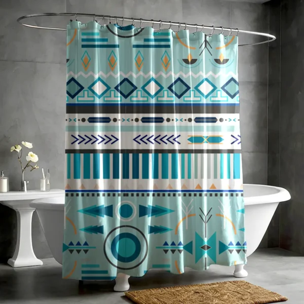 Blue Arrow & Circle Tribal Shower Curtain